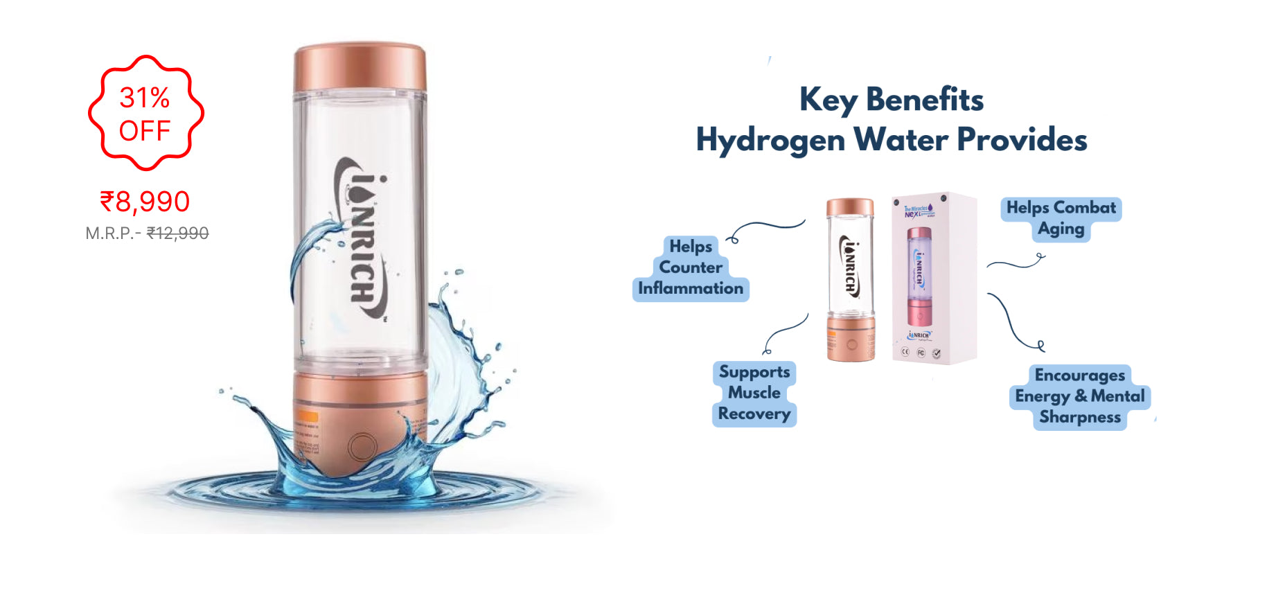 Load video: Which Hydrogen Water Bottle generates Pure H2 without Chlorine| Choose best hydrogen water bottle